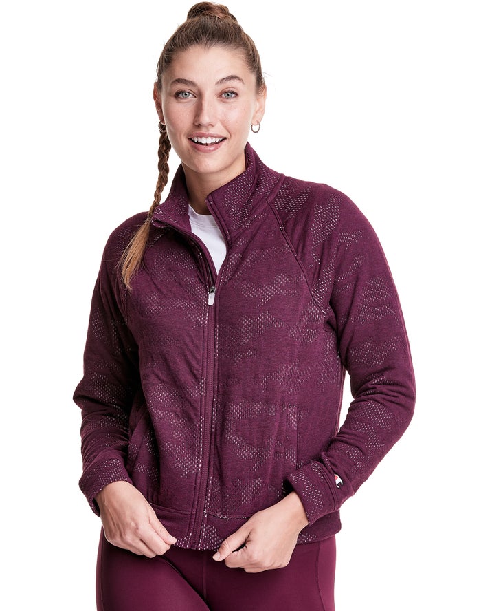 Champion Womens Jackets NZ - Soft Touch Double Knit Camo Dark Purple ( 9627-FPCMW )